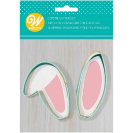 Wilton NWT NIB Wilton Bunny Ears 2 Piece Cookie Cutter Set Metal 3" Easter Rabbit New