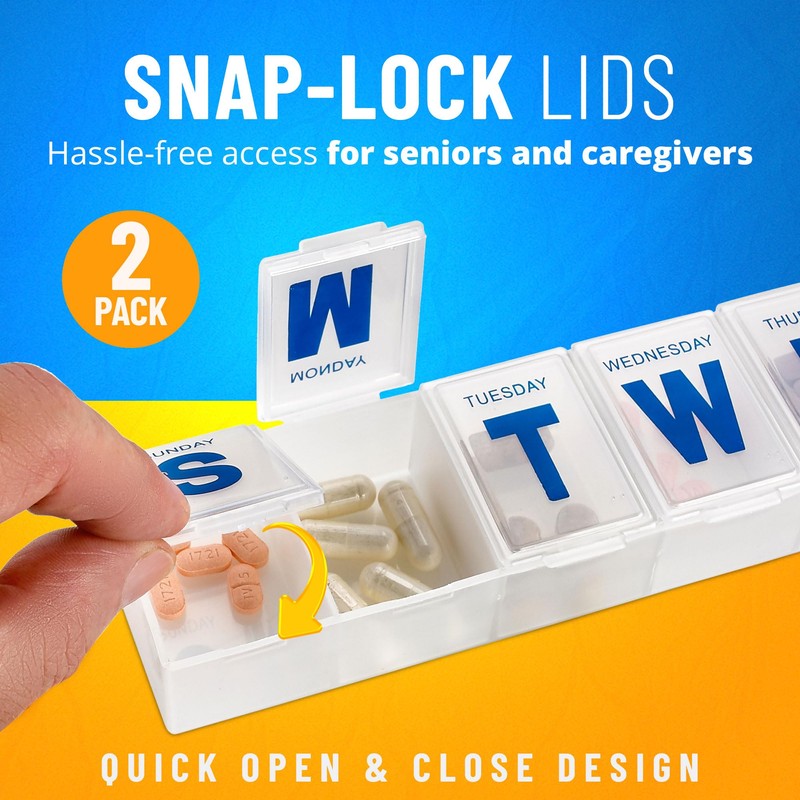 Weekly Pill Organizer - (Pack of 2) Extra Large Vitamin