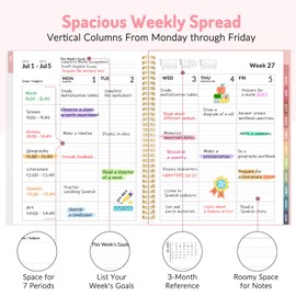 Teacher Planner 2024-2025, Forvencer Academic Planner 2024-2025 (July 2024 - June 2025), 8.5"x11", Pastel Student Planner with 7 Periods, Teacher Lesson Homework School Planner Book with Month Tab, Middle High College School Planner with Subjects, A4, Sk