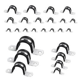 U-Rohrschellen Set: 70 Stück 8mm 10mm 12mm 16mm 20mm 25mm 40mm 304 Edelstahl Rohrschelle mit Gummipolsterung, U-Förmige Rohrschellen