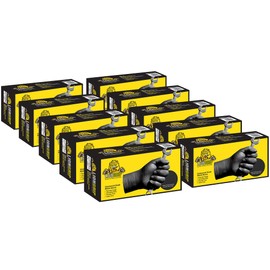 EPPCO LionGrip 7-Mil Black Nitrile Gloves Disposable Powder Free, Latex Free Textured Superior Grip Glove for Mechanics, Auto-motive, Industrial Work, Medium, Case of 1000