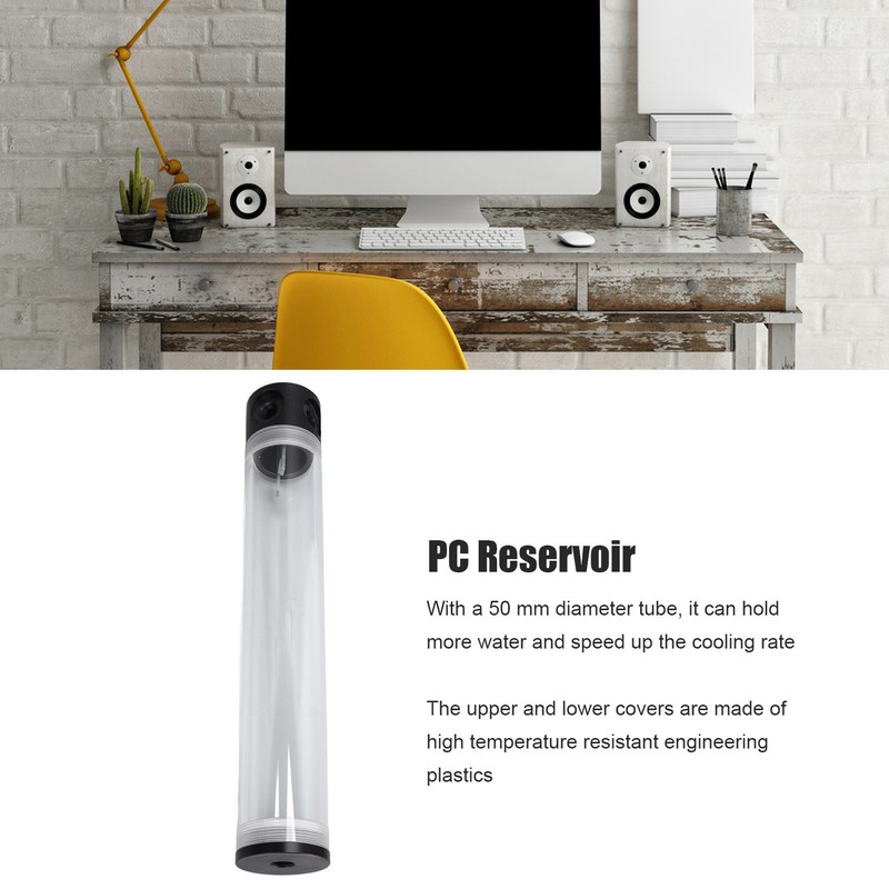 Water Cooling Reservoir 300mm/11.8in Length G1/4in Thread Low Noise Cylindrical