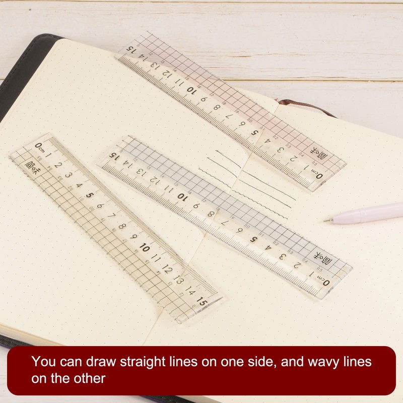 sourcing map 2pcs Straight Ruler 15cm Metric Clear Measuring Tool