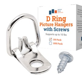 D Ring Picture Hangers with Screws - 100 Pack - Bulk D Rings - Pro Quality Hangers, Picture Hanging Hardware, Dring, Small D Ring Picture Hangers - Picture Hang Solutions.