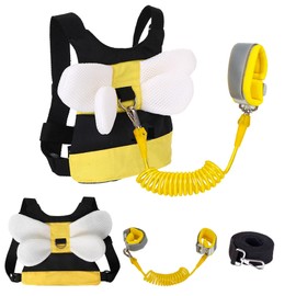 MTOMUYA Toddler Harness with Anti Lost Wrist Link - Cute Children Leashes, Yellow Bees Baby Traction Safety Rope Leash with Key Lock Design, for Boys/Girls Walking Assistant