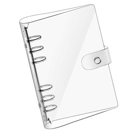 A5 Soft PVC Notebook Binder,Clear Soft PVC 6 Hole Ring Binder with Snap Button Waterproof Loose Leaf Notebook Folder for Diary Office Home School
