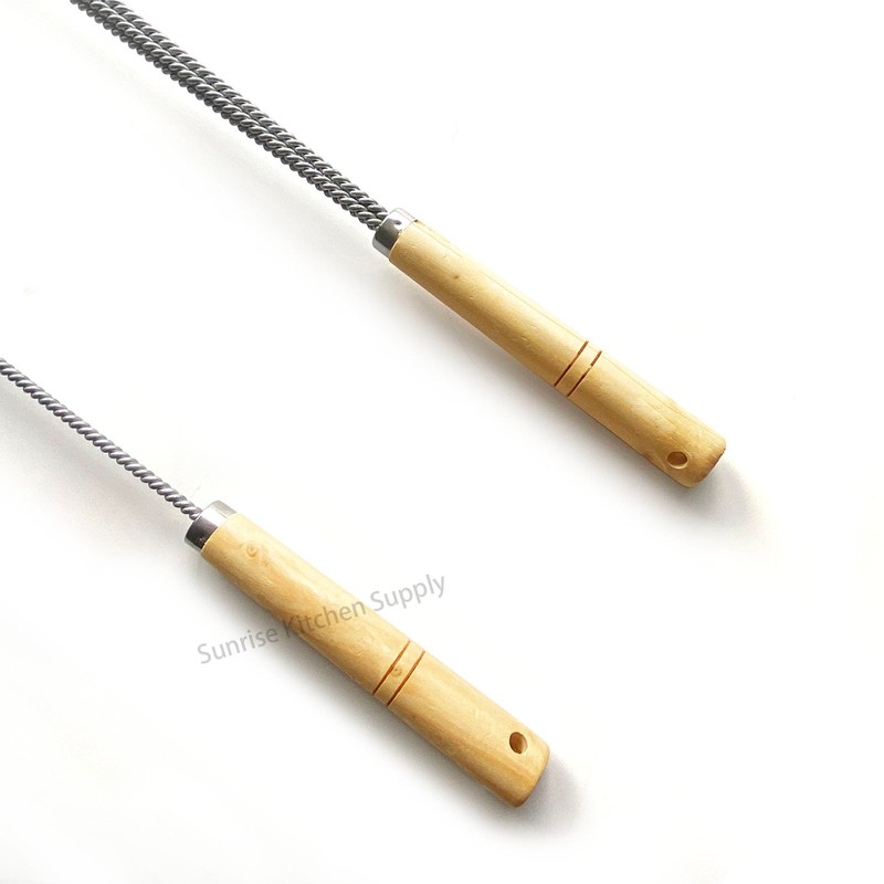 SUNRISE Fryer Brush with Long Handle (Brass, L, Double Brush,