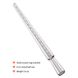 Meowoo Ring Sizer Madrel, Solid Aluminum Mandrel for Ring Measurer and Repair Distorted Ring, Hammerable Round Mandrel