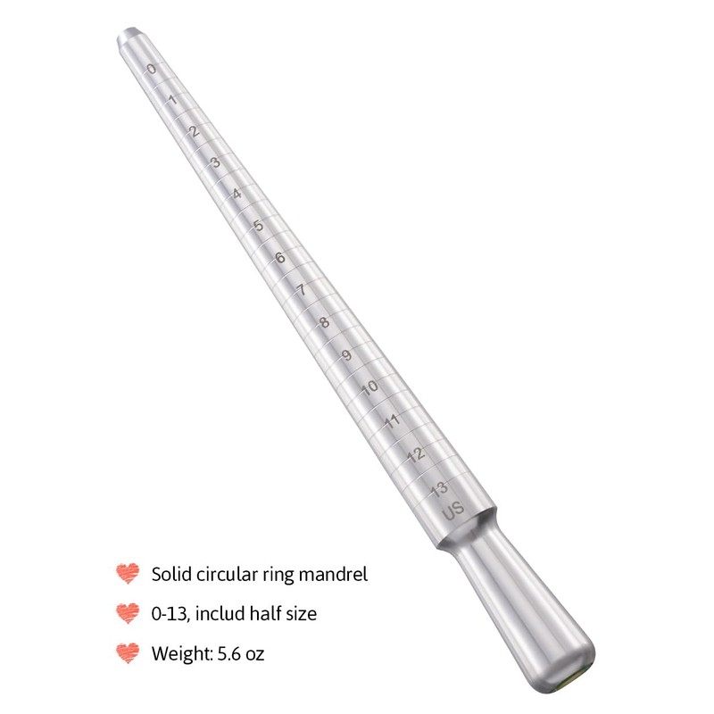 Meowoo Ring Sizer Madrel, Solid Aluminum Mandrel for Ring Measurer