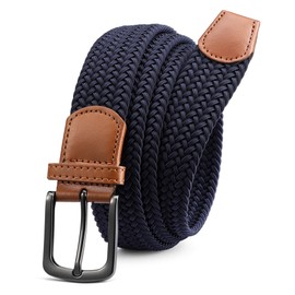 CHAOREN Men's Elastic Belt, Braided Belt Without Holes, Robust Construction and Easy to Move, 35 mm, blue