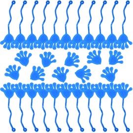 Lunmon 24 Pcs Sticky Hands Bulk Stretchy Sticky Hand Toy Mini Stretchy Hands Fidget Toys for Kids Birthday Party Favors Goodie Bag Stuffers Filler Classroom Prizes (Blue)