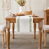Wracra Linen Embroidered Table Runner, Irregular Willow Leaf Table Runners