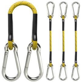 sprookber 8 Inch Bungee Cords with Stainless Steel Carabiner, Heavy Duty Strong Bungee Cords for Camping, Tarps, Bike Rack, Hand Carts etc, Set of 4