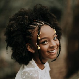 30PCS Hair Clip for Braids Accessories, Flosius Loc Jewelry for Black Women Dreadlock Accessories Hair Beads for Braids for Girls (Gold Star ﻿)