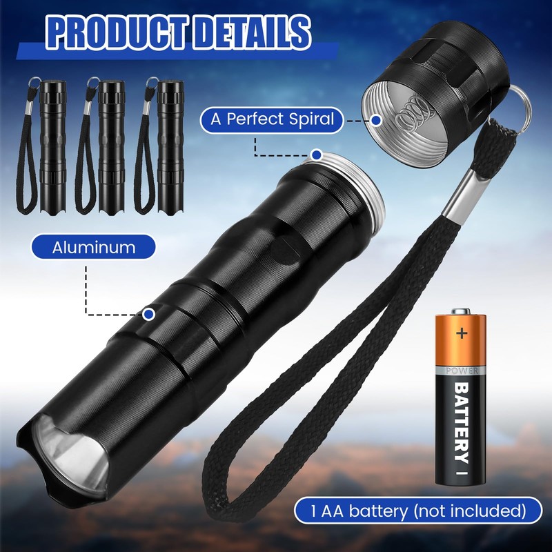 Tujoe 36 Pcs Mini Flashlights Bulk Bright Aluminum LED Handheld