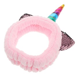 Baluue Unicorn Spa Headband for Women Cute Coral Fleece Makeup Hairband Soft Elastic Facial Headband for Washing Face and Skincare