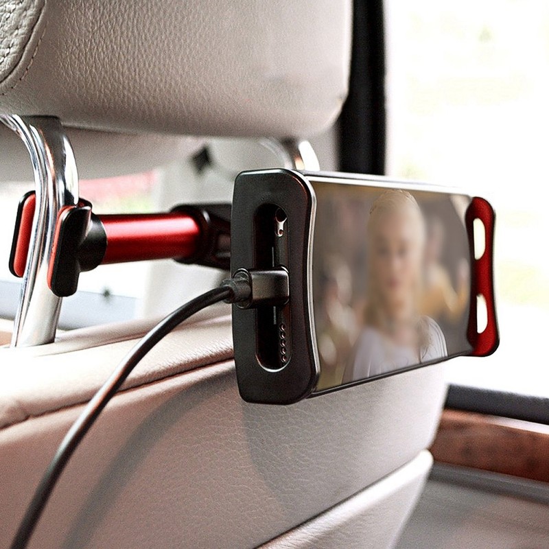 Car Headrest Mount 360° Rotating Tablet Phone Holder Backseat BracketRed