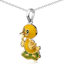 MATERIA by Matthias Wagner KA-313 Children's Duck Pendant for Necklace 925 Silver with Enamel, enamel