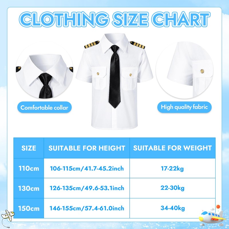 Bryndo 5 Pcs Airline Pilot Costue Set for Kids, Pilot