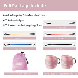 WOOTMINAnkle Resistance Bands with Cuffs PRO -Ankle Bands for Working Out, Boost Your Leg Strength with Ankle Resistance Bands with Cuffs (Resistance band with ankle strap（pink）)