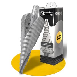 monkeystrong Step Drill [Diameter 4-32 mm | Extra Sharp] Made of HSS E Co 5 High Performance Steel | Taper Drill with 15 Levels | Peeling Drill Bit for Stainless Steel, Mild Steel, NE Metal, Wood and