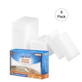 Superior Eraser Sponge 8 Pack- Miracle Cleaning Sponge for Floor, Wall, Furniture Removes: Scuffmarks, Dirt, and Tough Stains