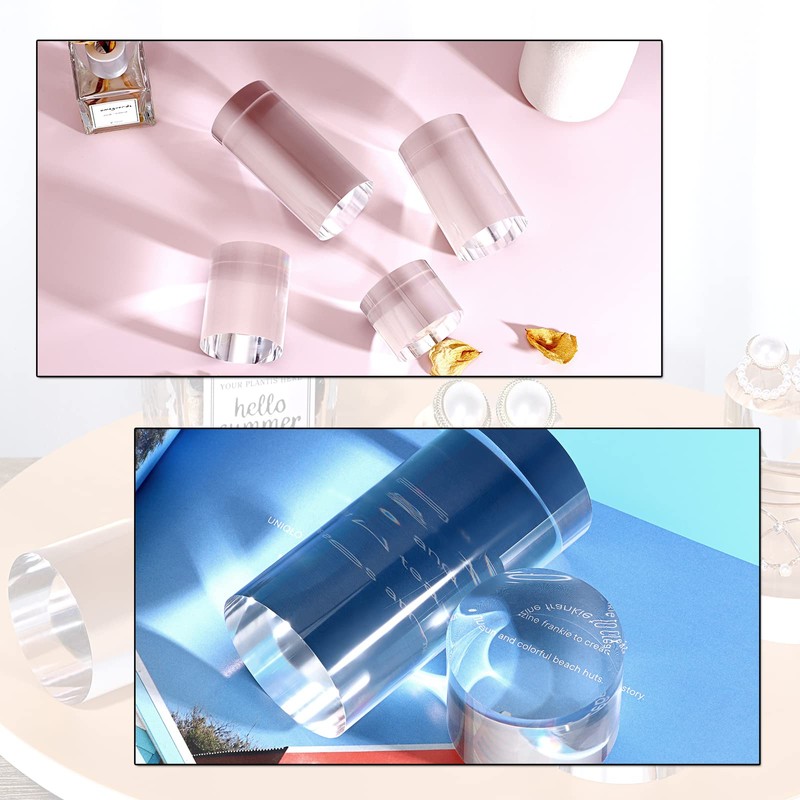 BTSKY 4 PCS Acrylic Cylinder Display Stand - Clear Solid