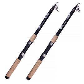 Zite Fishing Telescopic Fishing Rod Set, 2 Pieces Spinning Rod, 2.40 m, Trout Rod with Cork Handle, Also for Beginners and Children, Fibreglass Blank