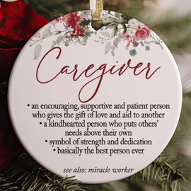 Best Caregiver Ever Christmas Ornament, Definition of Caregiver Elderly, Special Needs Sitter Appreciation Gift for Caretaker, Keepsake