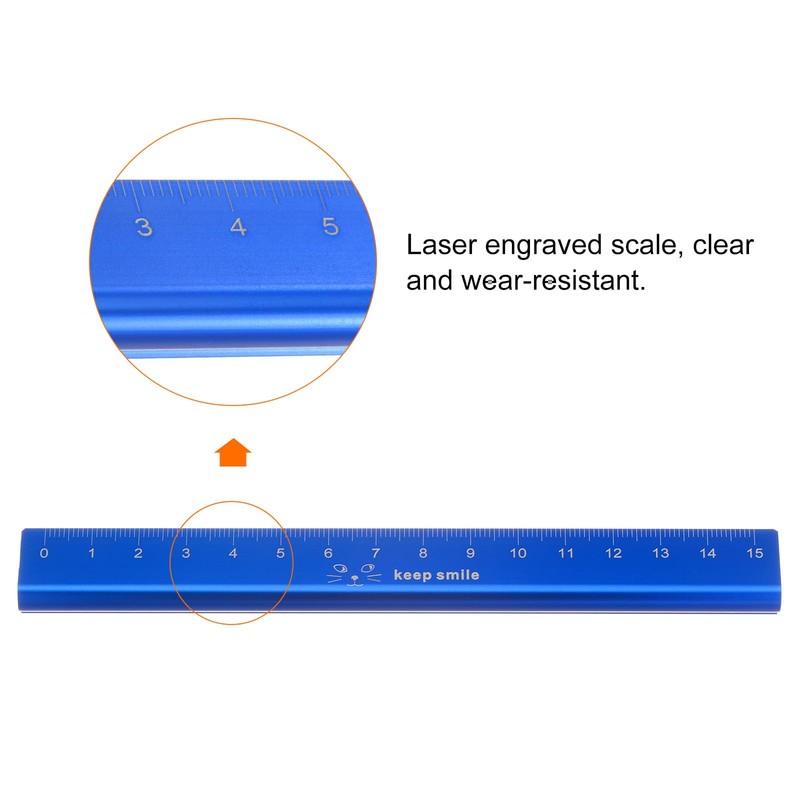 sourcing map Aluminum Hollow Scale Ruler 15cm Metric Triangular Metal