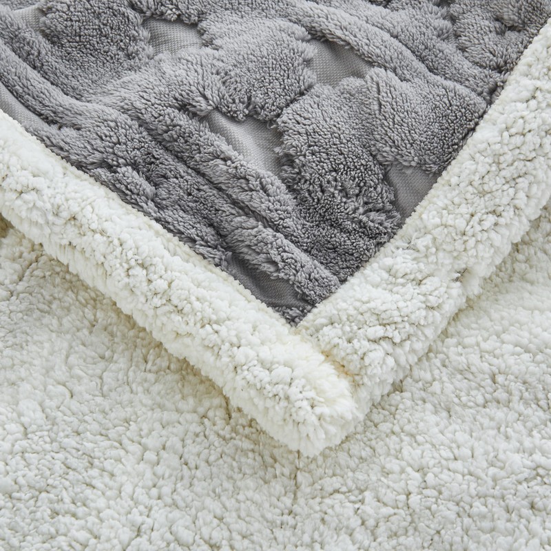 Large Bohemian Bed Blanket 80'' × 90'', Light Grey