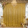 10x10 ft Gold Sequin Backdrop Curtain with Lights for Parties,