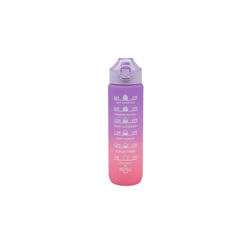 Hydration Water Bottle - Mauve Top, 1 Litre Graduated, BPA