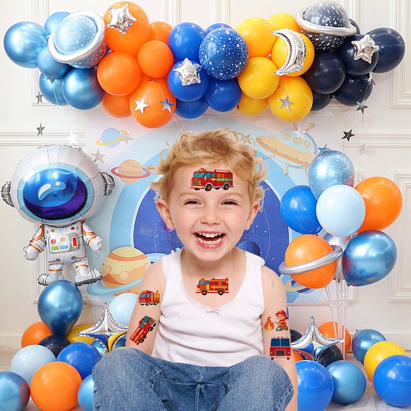 10 Sheets Fire Truck Temporary Tattoos for Kids Firefighter Birthday