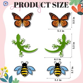 Photect 6 Pcs Screen Door Magnets Double Sided Magnetic Screen Magnets Decorative Flexible Retractable Window Decals for Sliding Patio Door Protect Pet People (Bee, Gecko, Monarch Butterfly Style)
