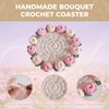 Crochet Pink Rose Floral Coaster 1-Pack - 5.1" Light Pink