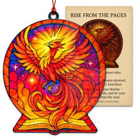 Gift for Book Lovers, Phoenix Ornament, Christmas Ornament 2025, Suncatcher Effect Stained Glass Window Hanging, car Hanging Accessories