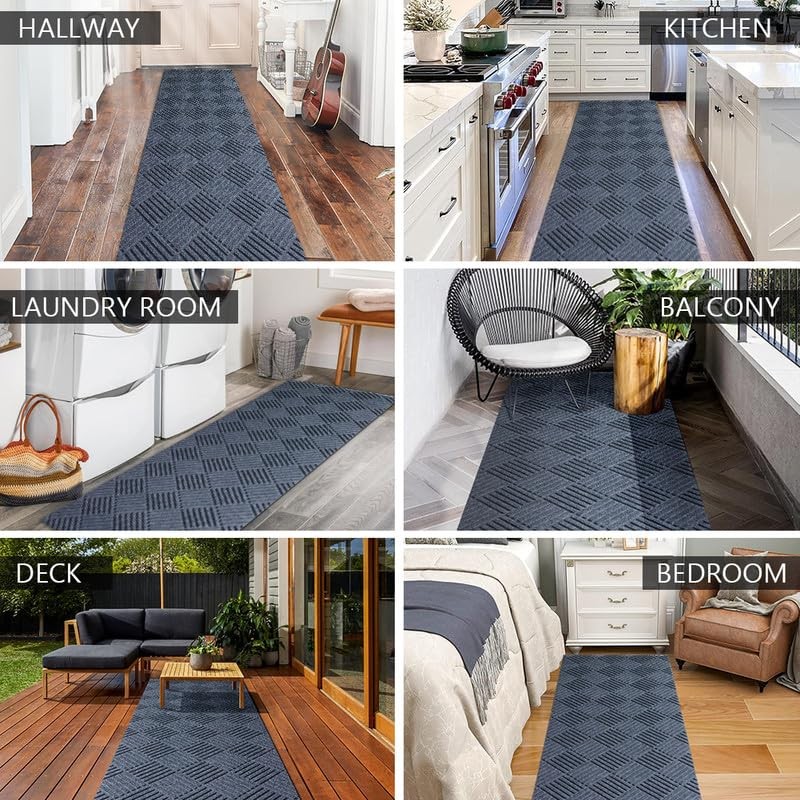 SHNOSU Runner Rugs 2FTx10FT Indoor Outdoor Hallway Runner Rubber Backing