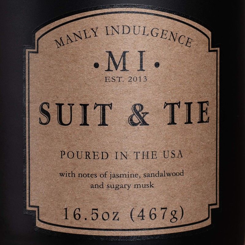 Manly Indulgence Suit & Tie Scented Jar Candle, Medium, Black