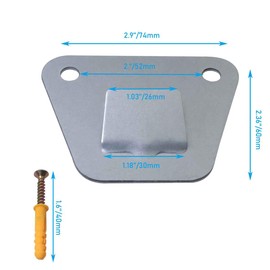 WHYHKJ - Soporte oculto para pared de ventilador, 4 unidades, color plateado con tornillos, placa de pared gruesa y resistente, 1.6 x 0.8 pulgadas, para ganchos oscilantes de soporte para ventilador