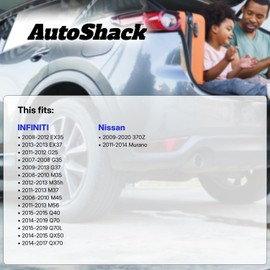 AutoShack 12.57" (319.3 mm) Front Vented Drilled & Slotted Brake Rotors Coated + Calipers Replacement for 2009-2013 INFINITI G37 2015 INFINITI Q40 Black Matte Finish 4-PC Brake Kit BlackShield