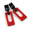 Red/Black Square Acrylic Drop Statement Earrings - 90mm Long