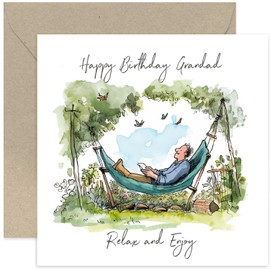 Old English Co. Gardening Happy Birthday Card for Grandad - Quirky Illustrated Birthday Wishes Greeting Card for Grandad from Grandchild - Birthday Cards for Him | Blank Inside with Envelope