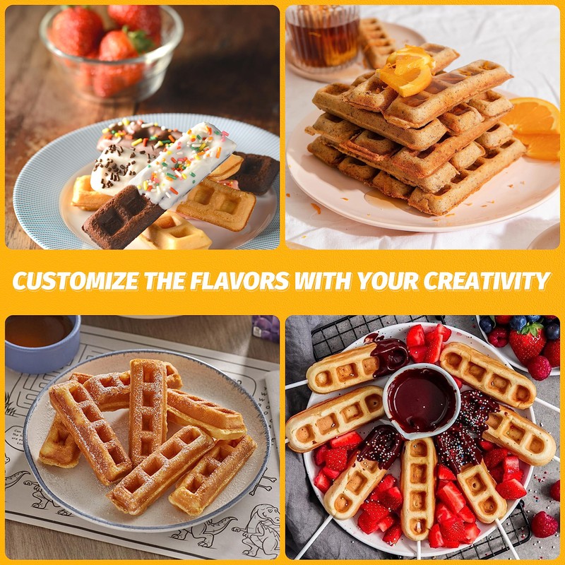 FineMade Waffle Stick Maker, Mini Waffle Maker Iron, Makes 6