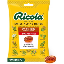 Ricola Sugar Free Swiss Herb Cough Drops, 45 Count, Cough Suppressant & Throat