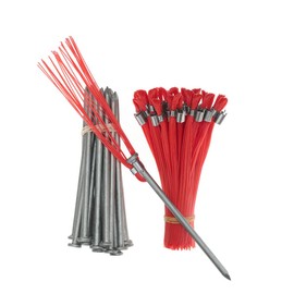Trail Chasers Heavy Duty Ground Markers Orange 6 Inch Whiskers with Steel Stakes (Pack of 25) Survey Stakes, Construction Markers, Property Line Markers, Trail Markers