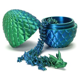3D Printed Dragon with Surprise Egg,Surprise Dinosaur Eggs Fidget Toys for Kids, Birthdays, Halloween Christmas Decorations Gifts Indoor Outdoor for Girls Boys (Green)