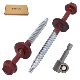 SKIR'CO (Pack of 50) Painted Roofing Screws 4.8 x 70 mm, Hex Head Self Drilling Screws with EPDM Washers (Oxide Red, RAL 3009)