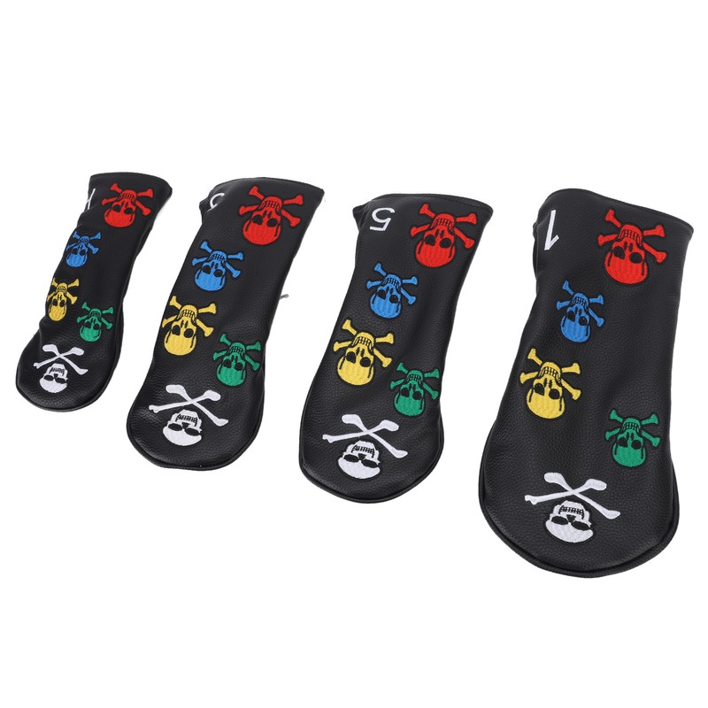 4Pcs Skull Golf Club Head Covers Golf Club Headcovers Colorful