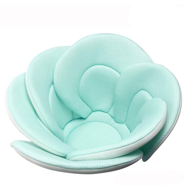 Cojín de baño de bebé, suave y de secado rápido para tina de bebé, soporte para asiento, lavable a máquina, 6 pétalos de flores, Verde, 6-Petal Flower - Green